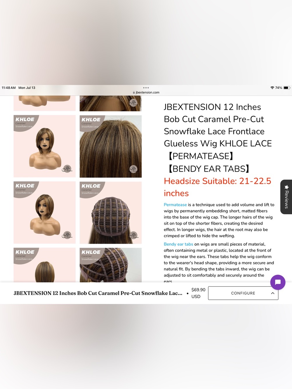 JB Extensions “Khloe” Caramel Color Wig NWT - Picture 13 of 14